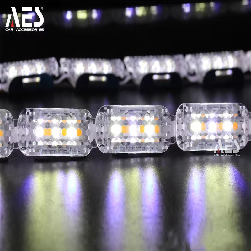 AES ไฟเดย์ไลท์ DRL เส้น LED 50cm ชิป 16 ดวง ขาว+เหลือง เลี้ยววิ่ง (Sequential)