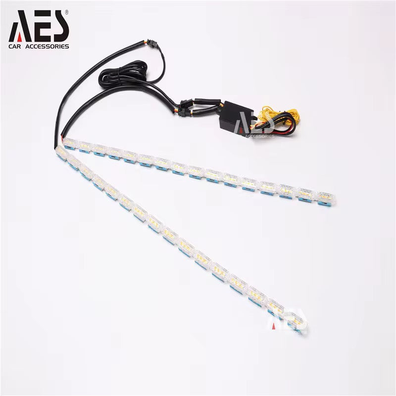 AES ไฟเดย์ไลท์ DRL เส้น LED 50cm ชิป 16 ดวง ขาว+เหลือง เลี้ยววิ่ง (Sequential)