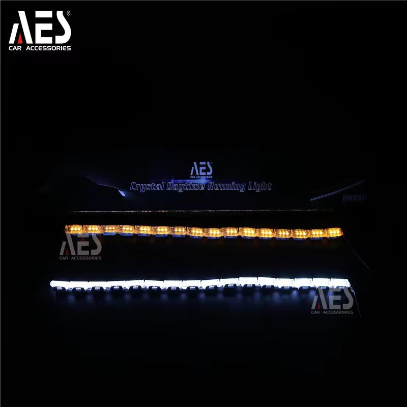 AES ไฟเดย์ไลท์ DRL เส้น LED 50cm ชิป 16 ดวง ขาว+เหลือง เลี้ยววิ่ง (Sequential)