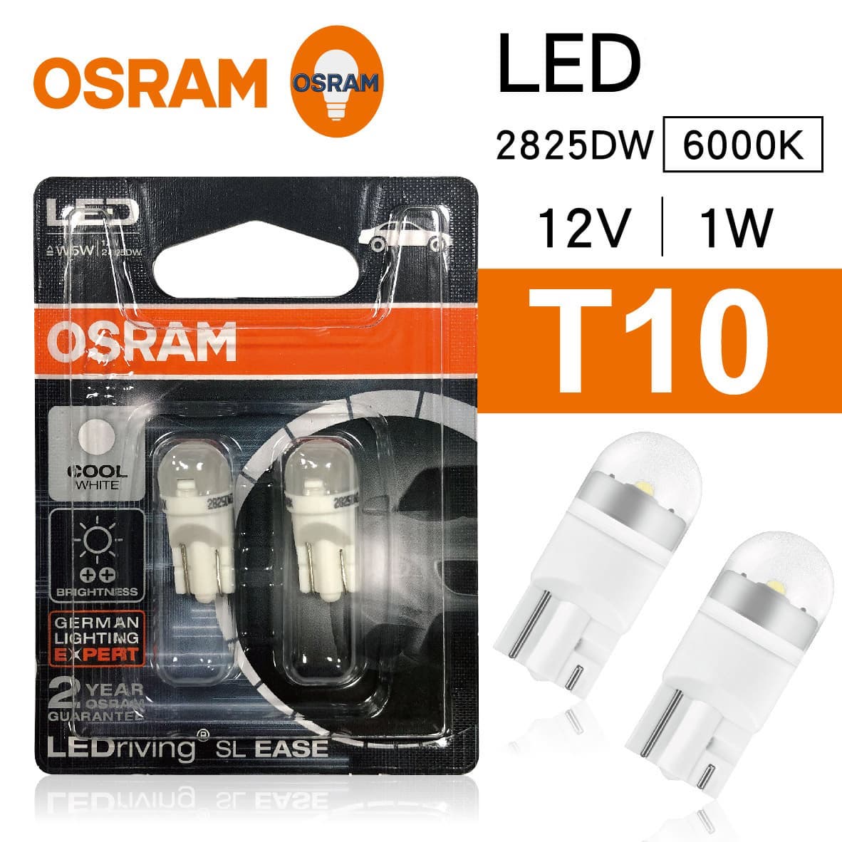 OSRAM หลอดไฟ LED ขั้วเสียบ T10 รุ่น SL Ease 2825DW